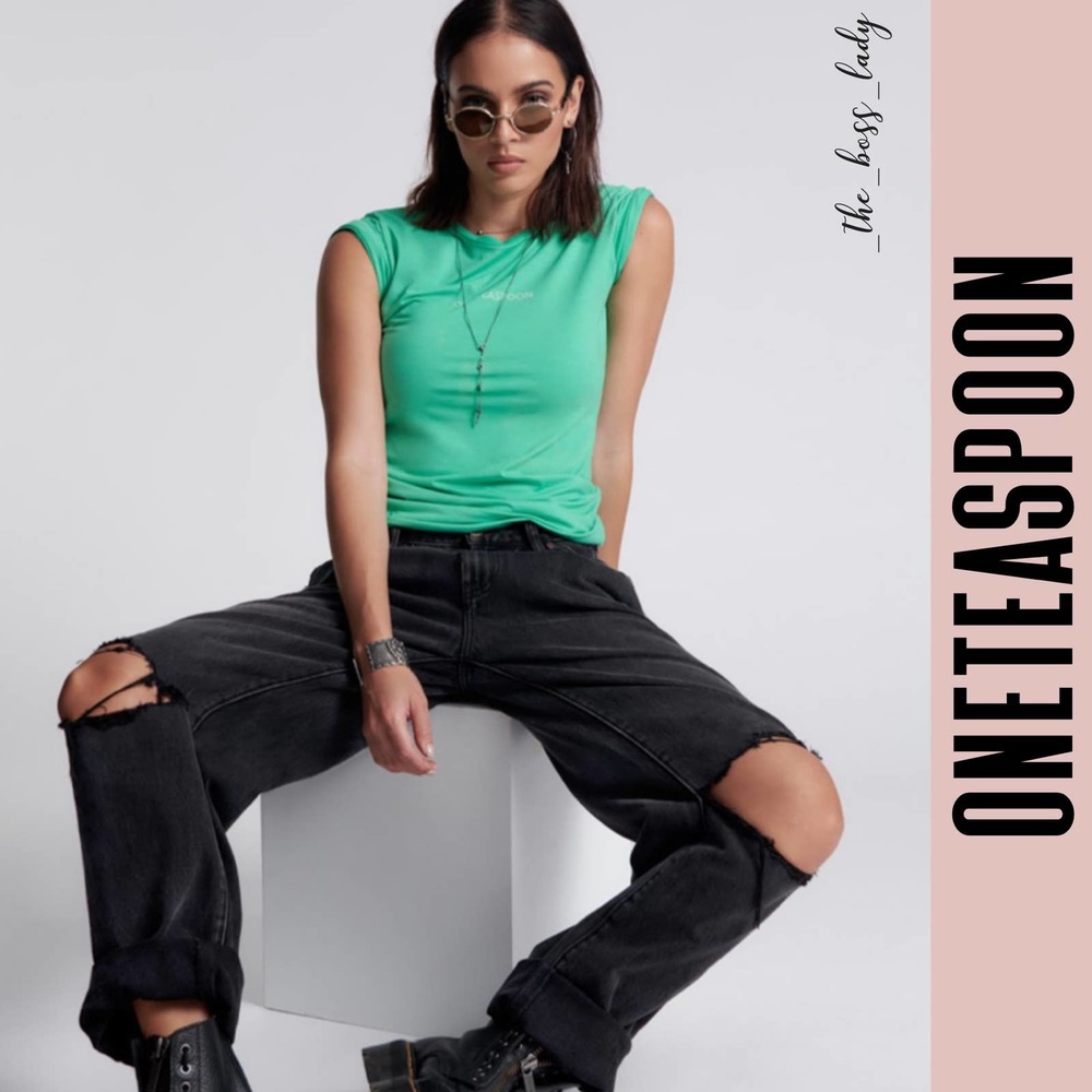 One Teaspoon Black Distressed High-Rise Jeans
